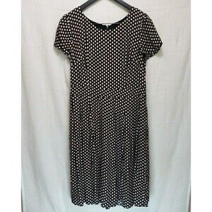 Talbots Black Diamond Geometric Print Fit & Flare Dress Lined Size 10